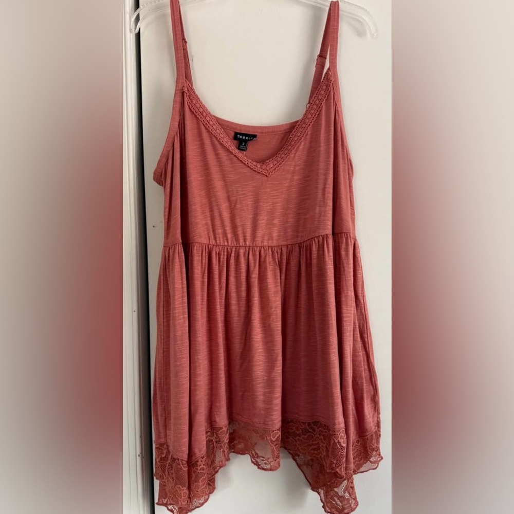 Torrid Peach Lace Trim Tank Top